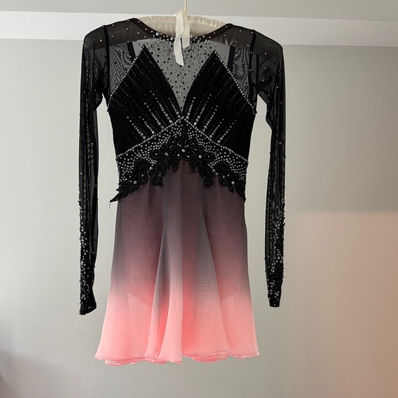 Black and Pink Gradient Figure Skating Dress - Picture 1 of 6